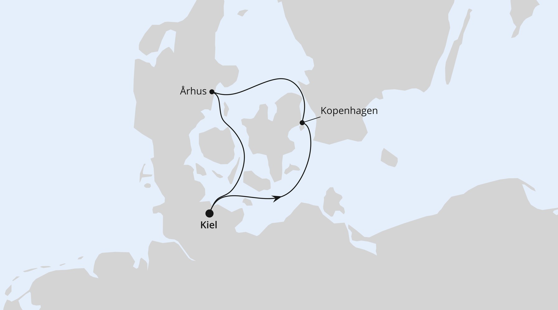 DänemarkKiel2 Routenkarte Dänemark ab Kiel 2